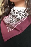 Leopard & Tile Border Triangle Silk Neckerchief Burgundy
